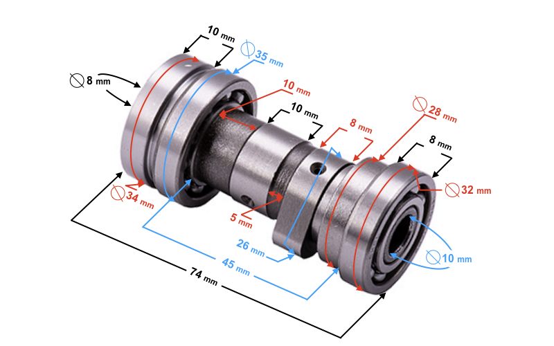 Wałek rozrządu do motoroweru 130cc 4t