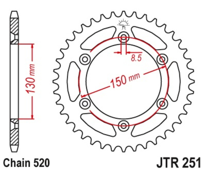 JT Zębatka tylna 49z 520 Yamaha YZ/YZF/WRF Fantic XE XEF samooczyszczająca