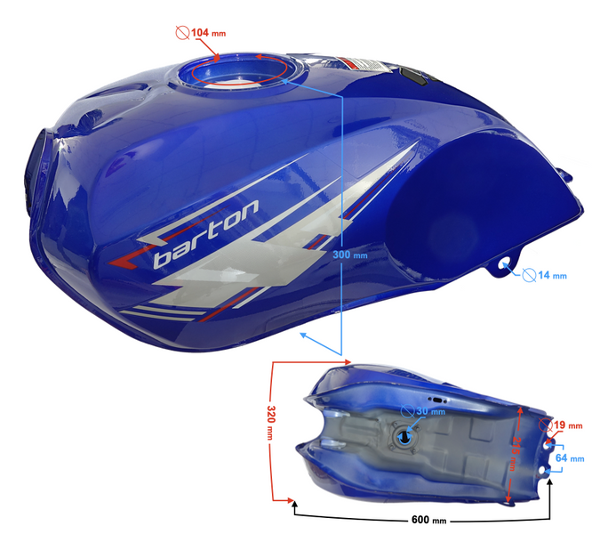 Zbiornik paliwa niebieski do Barton Fighter 2