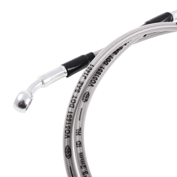 Przewód hamulcowy w stalowym oplocie srebrny 140cm zakute końcówki