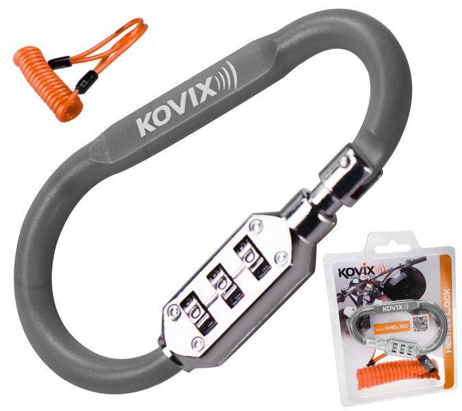 Zabezpieczenie karabińczyk z zamkiem szyfrowym przypominacz Kovix KHEL100S