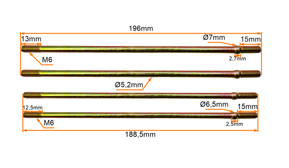Szpilki cylindra 4 sztuki minichopper motorower 139FMB (2x196mm 2x 188,5mm)
