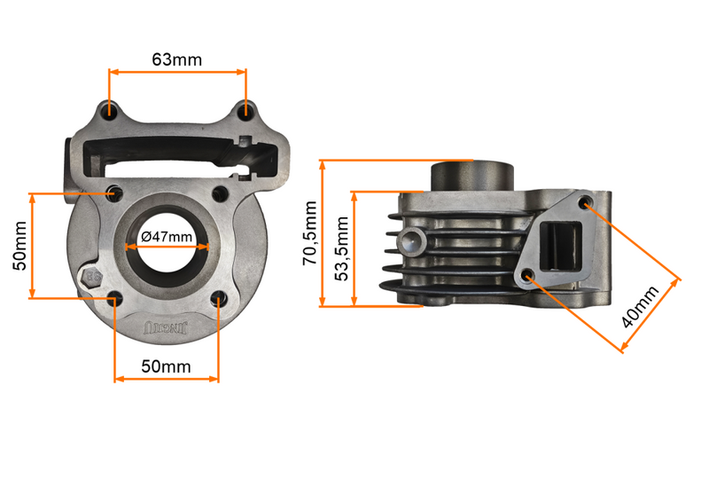 Cylinder + głowica 4T GY6 80cc (47mm) z odpowietrzeniem Junak Kymco Barton