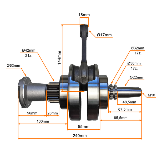 Wał korbowy z filtrem odśrodkowym oleju CB250CC ZS169FMM Eagle Lifan Loncin
