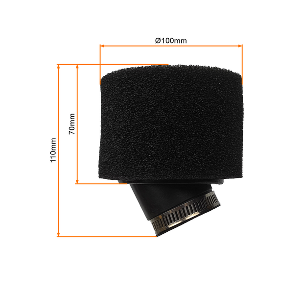 Filtr powietrza gąbkowy czarny 45mm/45° pitbike