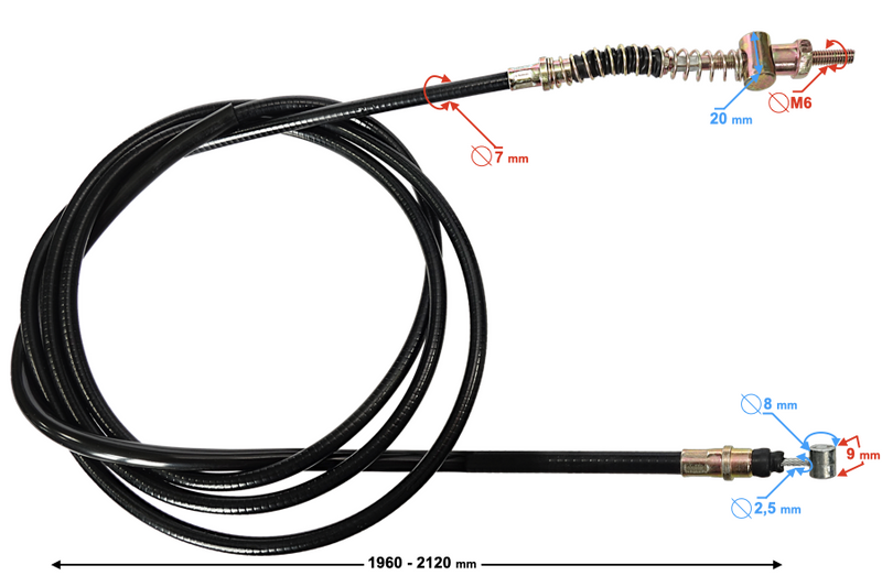Linka hamulca tylnego do skutera 4T GY6 210cm