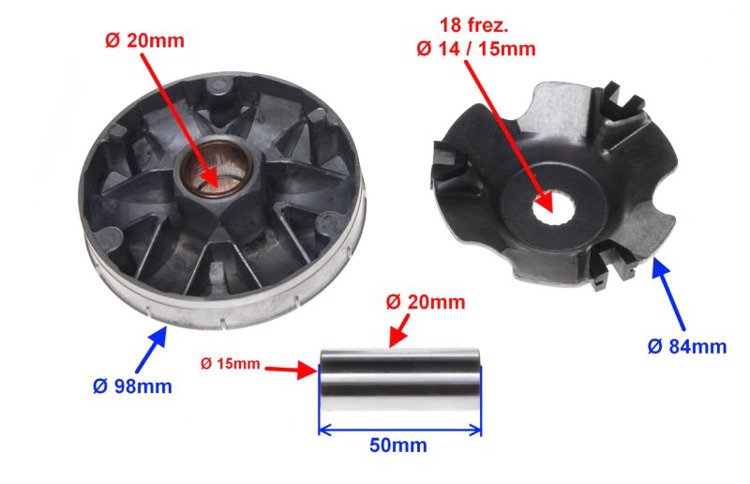 Wariator rolki 7,5 gram komplet piaggio zip 50 80