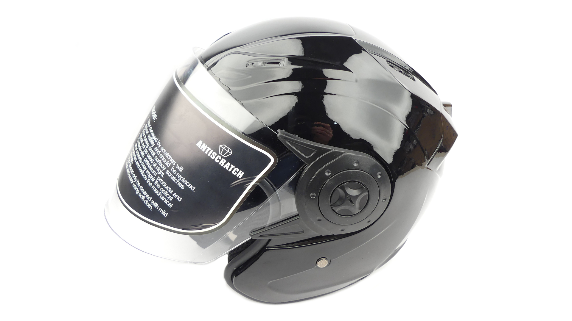 Kask otwarty czarny połysk skuter motorower