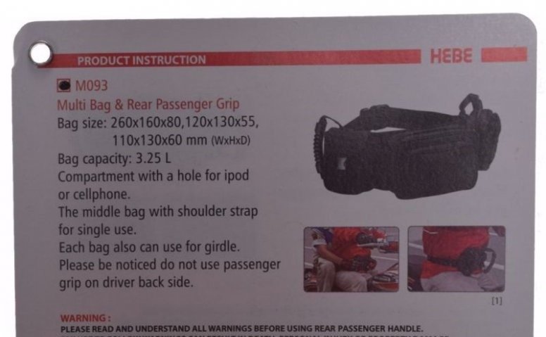 Torba z uchwytem dla pasażera 2,9 litra Hebe