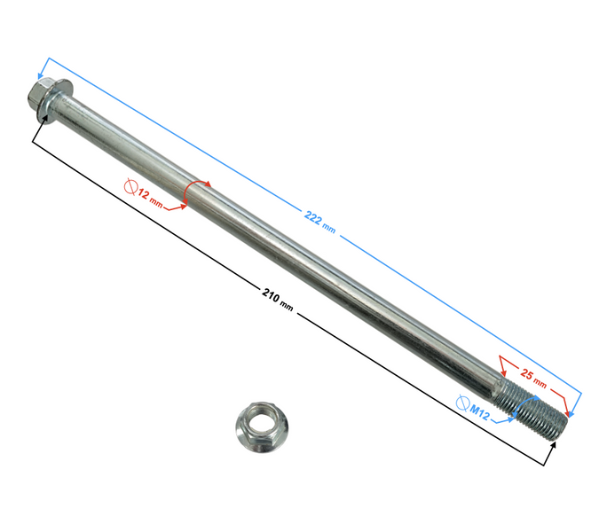Oś koła przedniego Barton VOLCANO 50 225mm 12mm