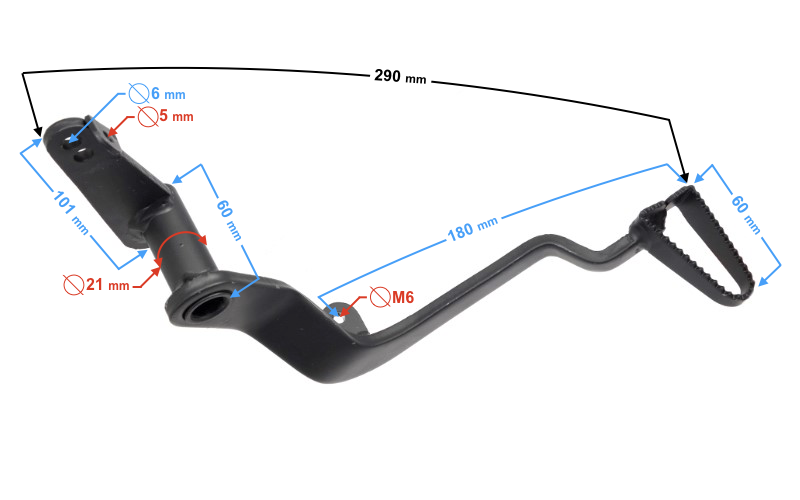 Dźwignia hamulca nożnego do motoroweru Barton FR 2