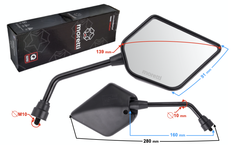 Lusterka motocyklowe M10 homologacja Barton TZR 50N