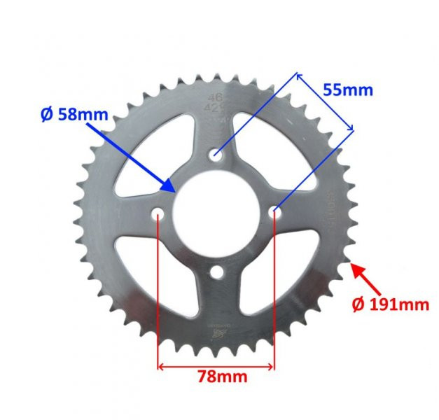 Zębatka tył tylna 46z 428 do junak 904 58mm 191mm