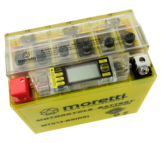 Akumulator AGM MTX12-BS Moretti wskaźnik