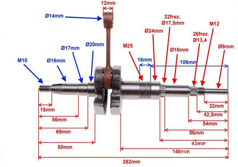 Wał korbowy morini kpl suzuki ag50 aprilia derbi