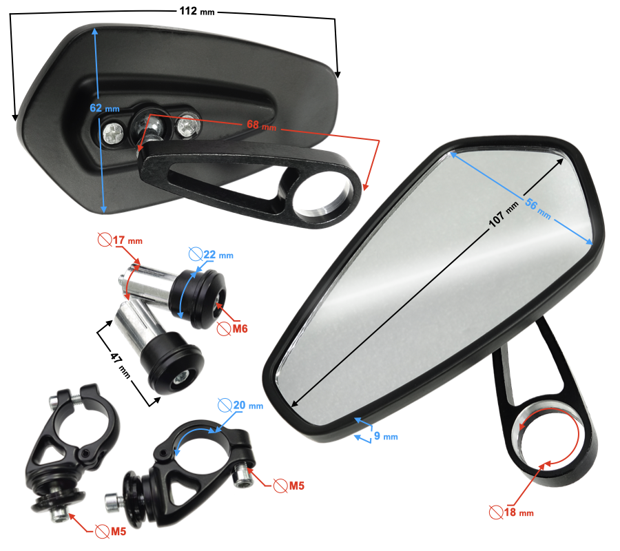 Lusterka w kierownicę Naked Street uniwersalne