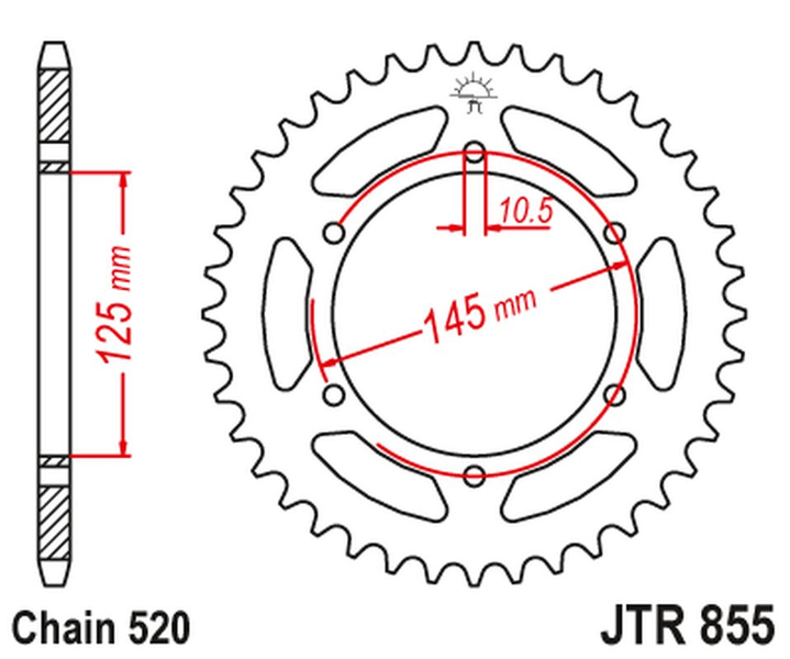 JT zębatka tylna 48z 520 Yamaha DT 250 MT-03 660 XJ 600 XT 660 XTZ 750