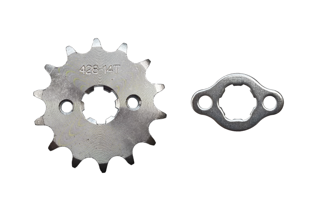 Zębatka zdawcza przód 14z 428 środek 17mm + zabezpieczenie quad atv cross