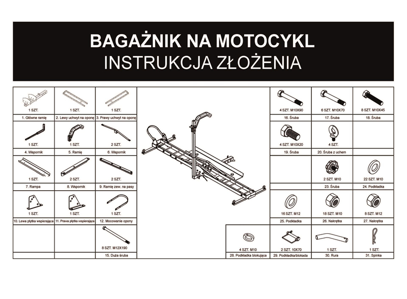 Biketec platforma do transportu motocykla z blokadą koła i uchwytem górnym