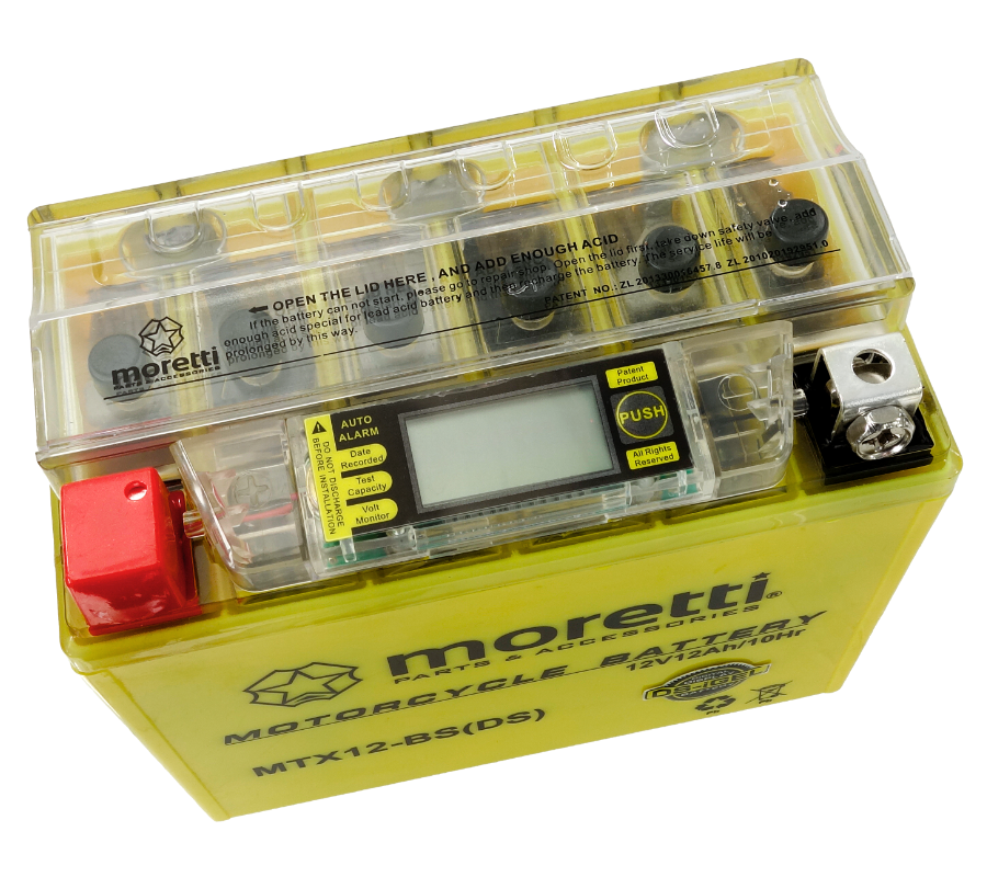 Akumulator AGM MTX12-BS Moretti wskaźnik