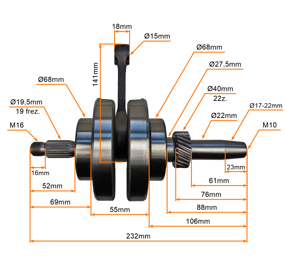 Wał korbowy quad atv Bashan Loncin Shinerey Mikilon Kinroad Eagle 200cc