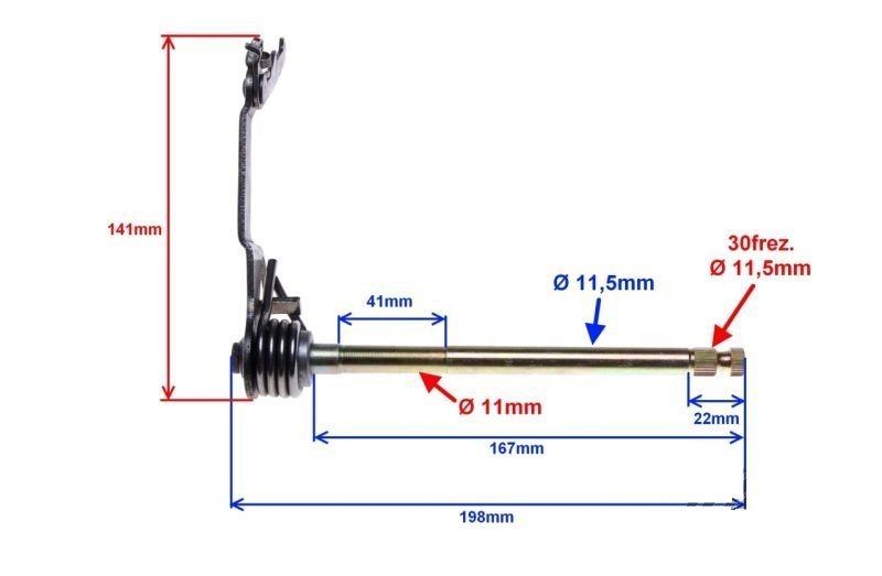 Wałek zmiany biegów 4t 139FMB Łoś Jolly King Romet Barton Junak Zipp Zumico