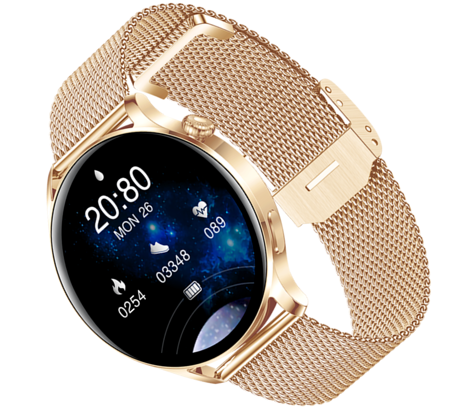 Smartwatch Rubicon RNCE81 różowe złoto siatka