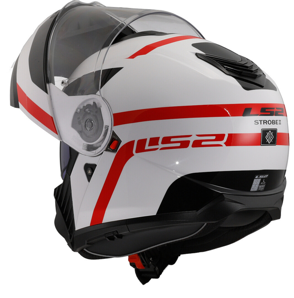Kask szczękowy LS2 FF908 STROBE II AUTOX WHITE RED homologacja ECE 22.06