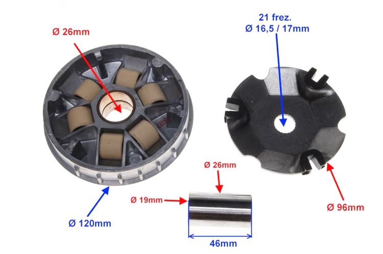 Wariator rolki Piaggio Fly Zip Hexagon 125 150 4t