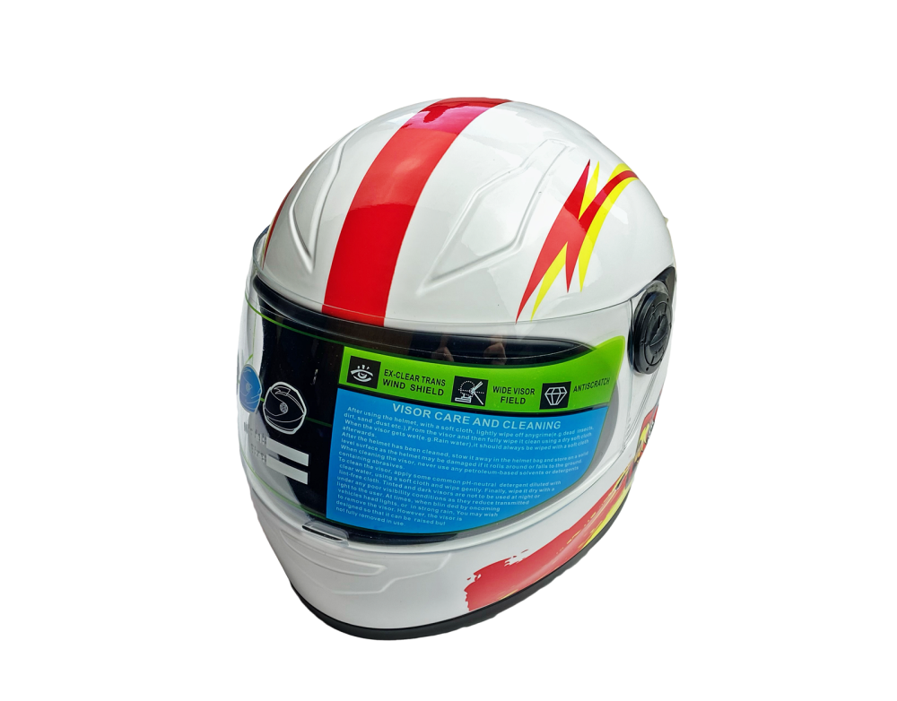 Kask dziecięcy skuter motorower biały auta 48-49cm