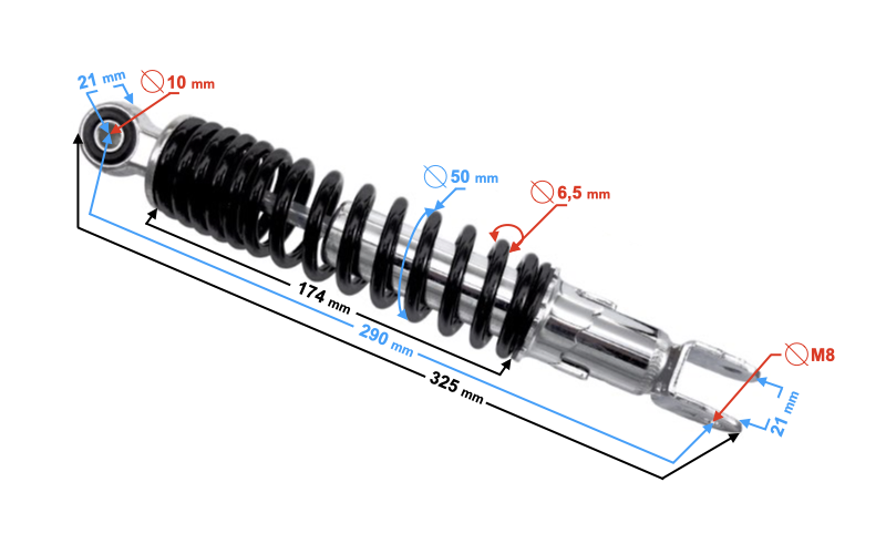 Amortyzator tylny tył do Barton B-Max 125 290mm
