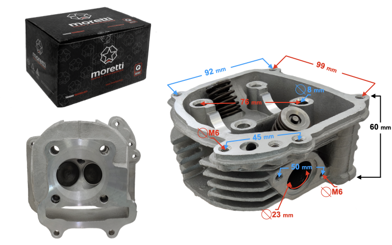 Głowica Moretti do skutera 4T 150cc 152QMJ
