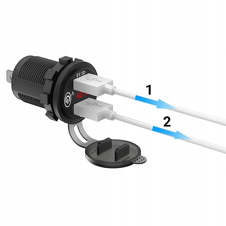 Motocyklowe gniazdo ładowarka QC3.0 2xUSB 12/24V