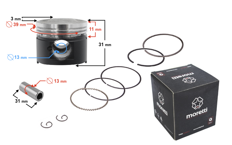 Tłok 39,00mm 50cc 4T 39,00mm grafitowany Barton 21