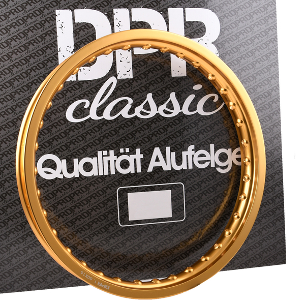 Obręcz koła 1,60x16 aluminiowa złota Simson DPR Classic