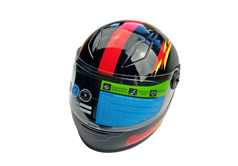 Kask dziecięcy skuter motorower czarny auta 48-49cm