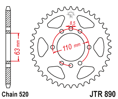 JT zębatka tylna 45z 520 Husqvarna Svartpilen Vitpilen KTM Adventure Duke