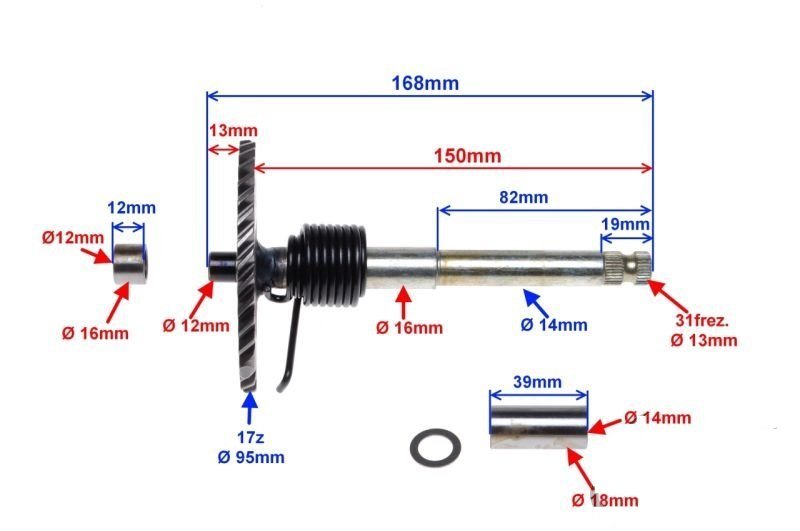 Półksiężyc Wałek Rozrusznika Długi 125ccm GY6 4T