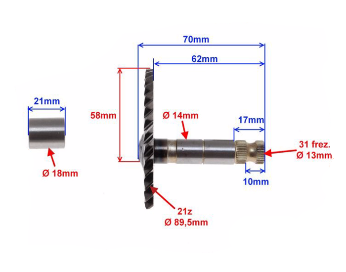 Wałek rozrusznika startera ferro kymco gy6 139qmb