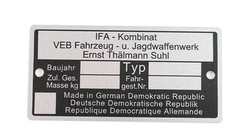 Tabliczka czysta ramy ifa simson s51 sr50 enduro