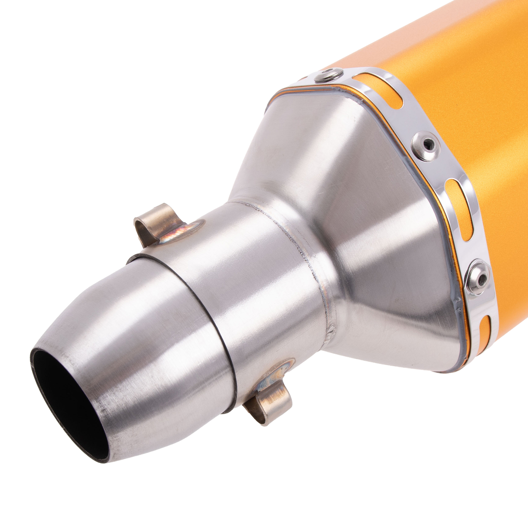 Końcówka wydechu tłumik short złota 310mm obejma sprężyny adapter