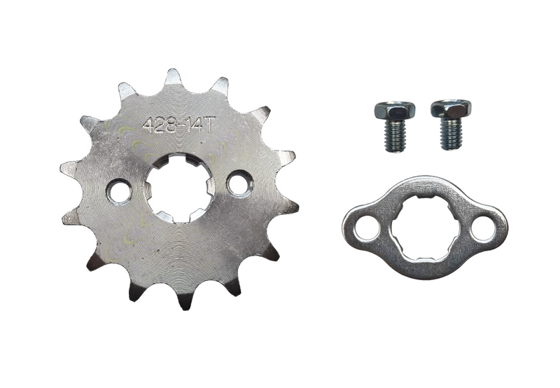 Zębatka zdawcza przód 14z 428 środek 17mm zabezpieczenie śruby quad cross