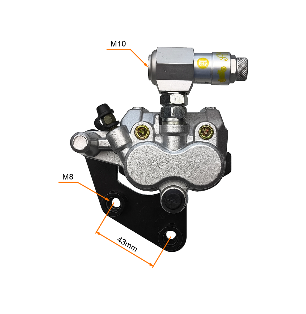Zacisk hamulca przód 2 - tłoczkowy z ABS Romet 747 na koło 10 cali