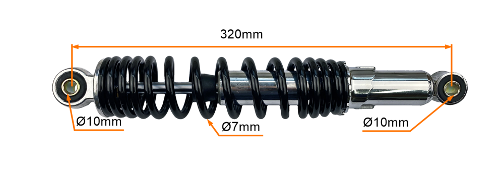 Amortyzator tył 320mm regulowany otwory M10 quad atv 150cc