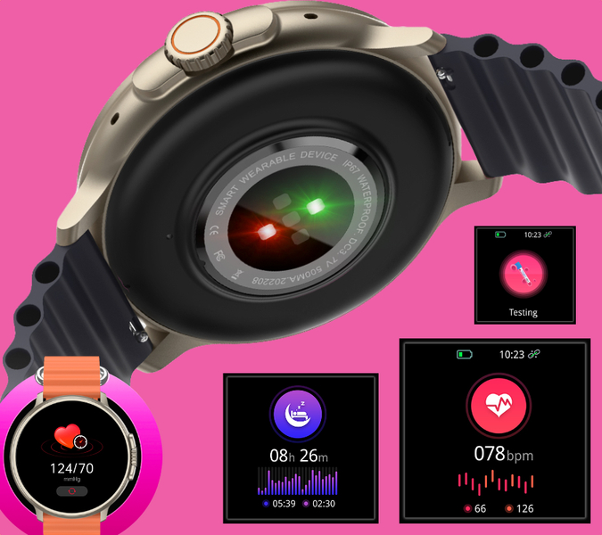 Smartwatch zegarek Rubicon męski damski RNCF15 pomarańczowy Bluetooth 2023