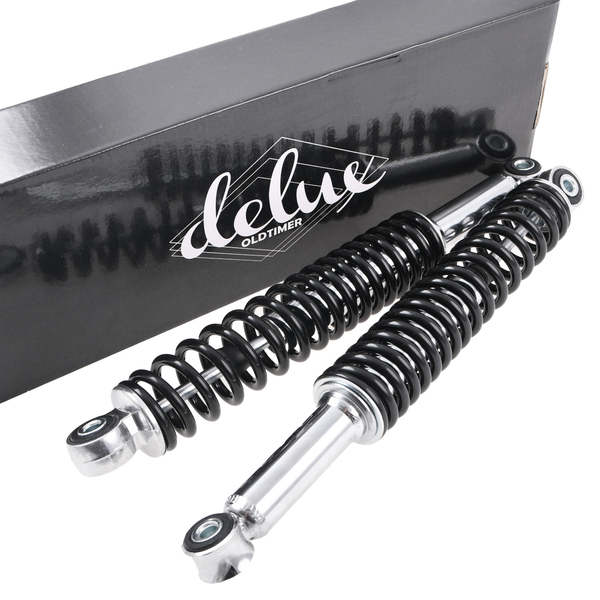 Amortyzatory tył chrom czarne 8/8/325 Romet Jawa Delux