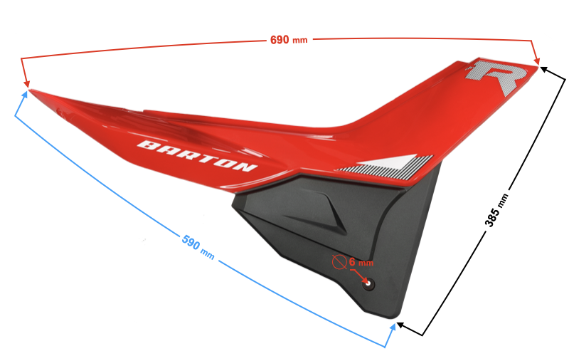 Obudowa boczna tylna prawa czerwona do motoroweru Barton FR 2