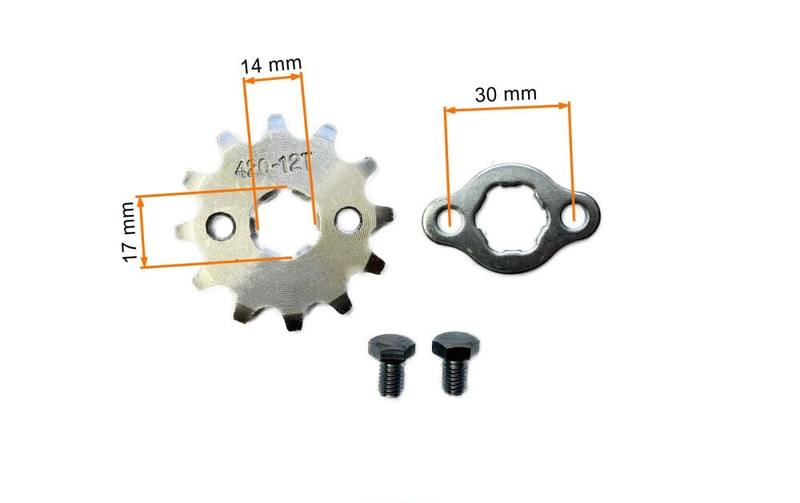 Zębatka zdawcza przód 12z 420 środek 17mm + zabezpieczenie