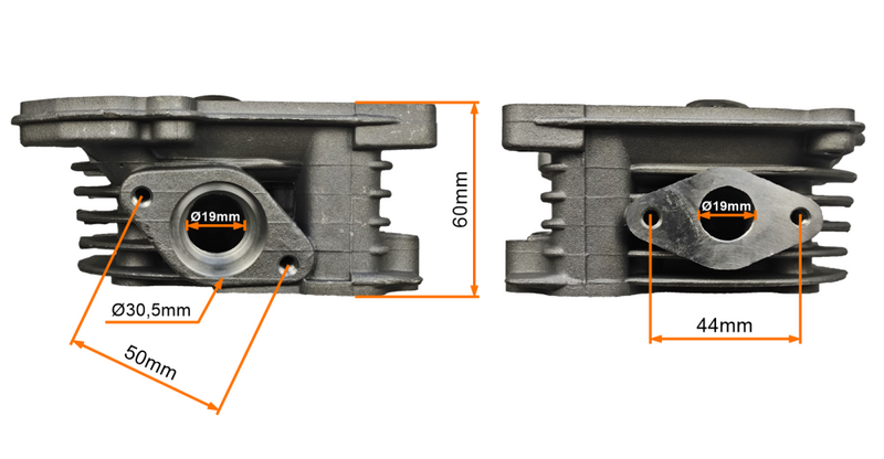 Głowica 4T 50cc 39mm bez odpowietrzenia z zaworami sprężynami uszczelniaczami