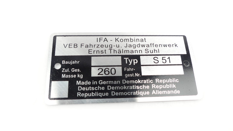 Tabliczka czysta ramy ifa simson s51 sr50 enduro